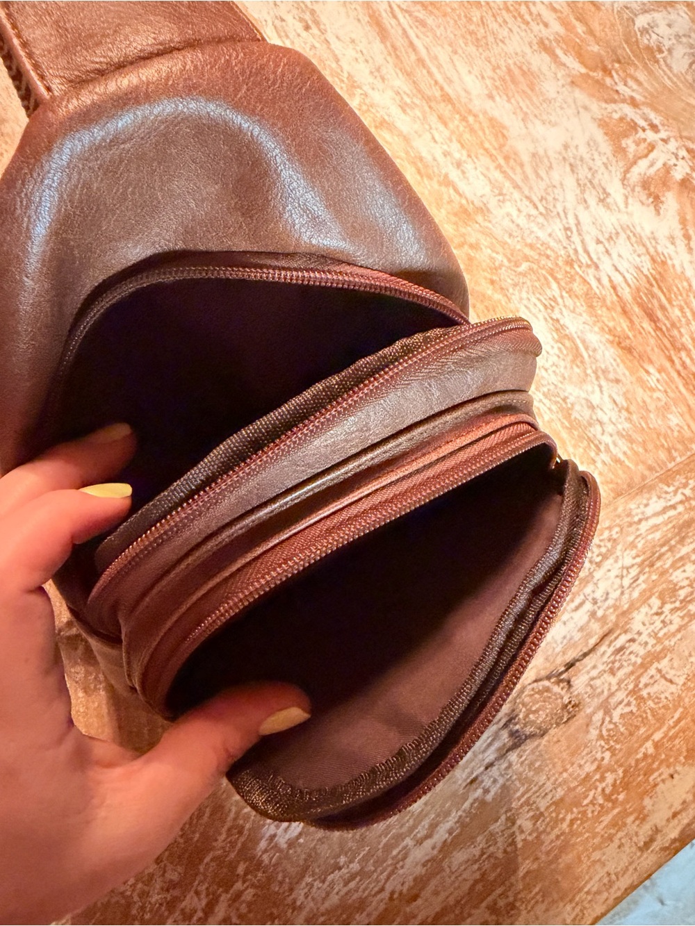 Brown Leather Crossbody Sling Bag - Picture 4 of 7